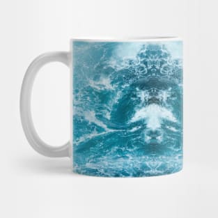 Blue Ocean Waves on the summer beach under palm tree Mug